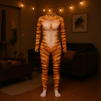 Tiger Print Full Body Suit Stretchy Tiger Print Catsuit Comfortable for Women