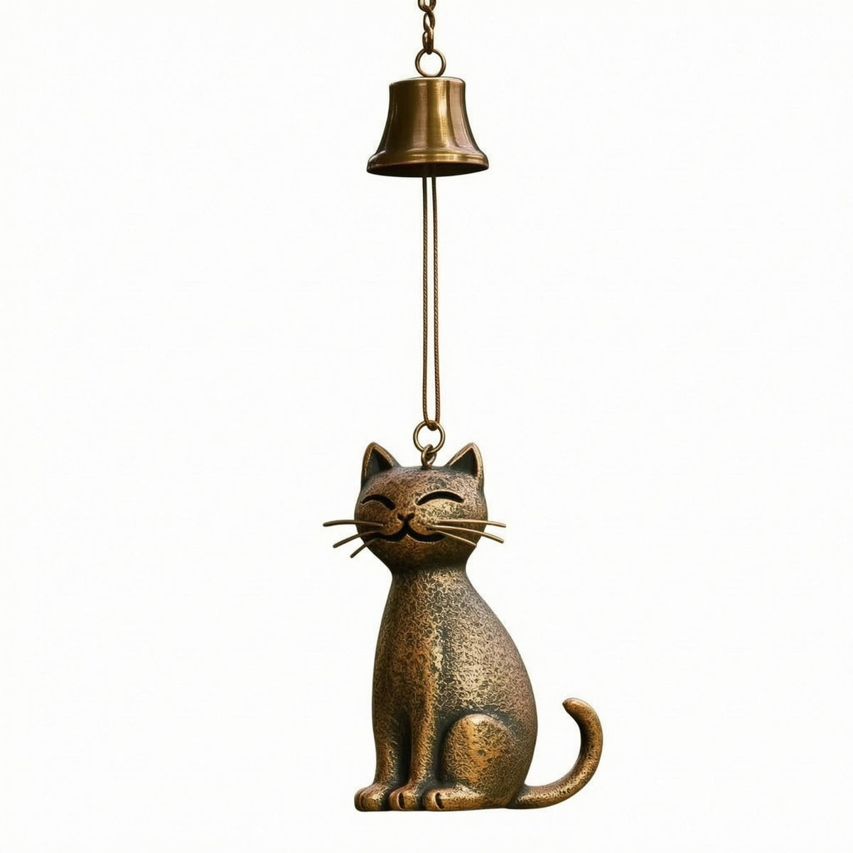 Cat Wind Chime Small Bell Bronze Cat Chime Outdoor Use for Garden