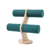 T-Shaped Display with Wooden Base Sturdy Jewelry Accessory Stand Weighted