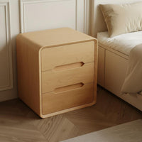 Rounded Corner End Table Scratch Resistant Tech Cloth Modern 2-Drawer Nightstand