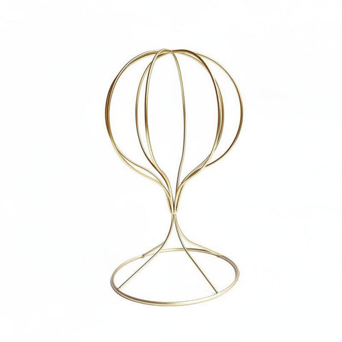 Gold Hat Display Stand Minimalist Design Wireframe Hat Holder Metal Hairpiece Holder Multi-Use Desktop Hairpiece Stand