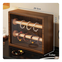 Acrylic Front Jewelry Box Clear View Window Wooden Watch Storage Case Dustproof