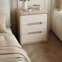 Rounded Corner End Table Scratch Resistant Tech Cloth Modern 2-Drawer Nightstand