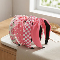 5 Pieces Padded Headband Floral Print Fabric Headband Check Pattern