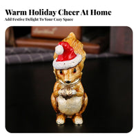 Decorative Hinged Opening Santa Hat Squirrel Box Squirrel Jewelry Box