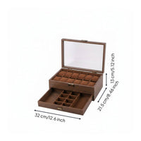 2-Layer Watch Box Drawer Design Display Case Metal Latch
