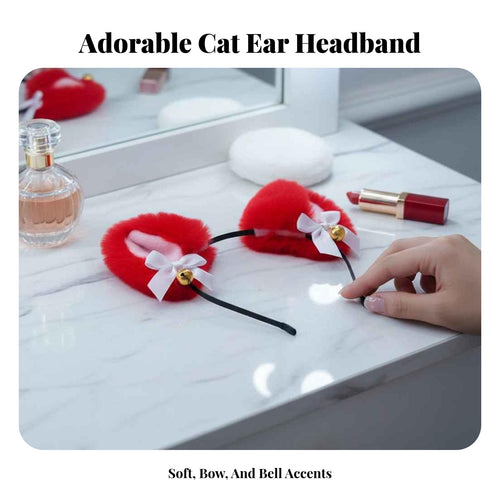 Cat Ear Headband Adorable Design Soft Cat Ears with Tinkler S Headband with Tinkler S and Ribbon S Cute Design Faux Kitty Ears