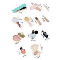 Wooden Pretend Makeup Kit Miniature Toy Cosmetic Set Rounded Shapes for Kids
