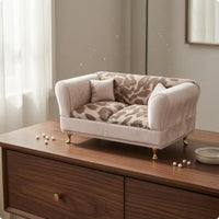 Miniature Leopard-Print Sofa Padded Jewelry Box Gold-Colored Legs