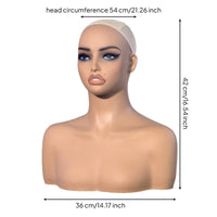 PVC Mannequin head Broad Shoulder Base Makeup Display Bust