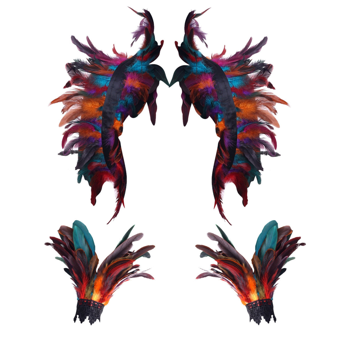 Feather Costume Shawl with Wrist Cuffs Lightweight Feather Shawl Soft for Party