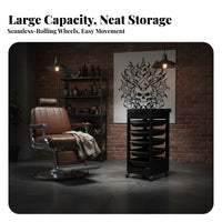 Plastic Cosmetic Trolley with Wheels Includes Dye Bowl Hairstylist Tool Organizer Cart Mobile Hairdressing Station Easy to Clean
