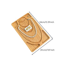 Wooden Bracelet Display Tray Rounded Edges Carved Jewelry Tray Compartments