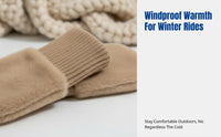Korean Style Flip Cover Half Finger Gloves, Knitted Plush, Windproof, Autumn Winter, Cycling