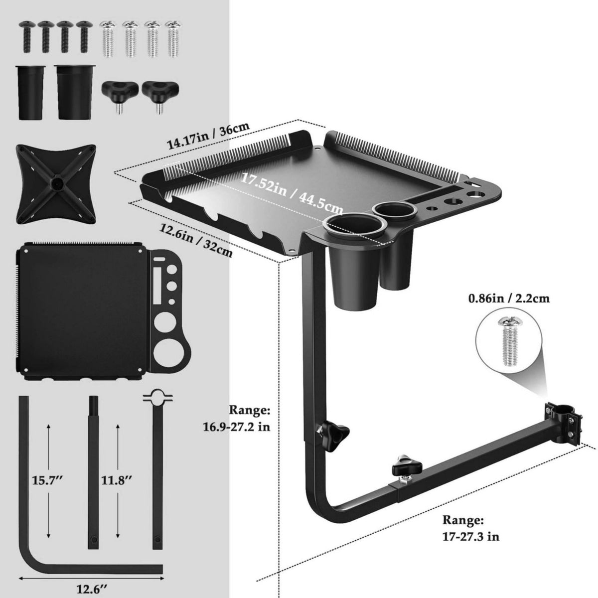 Adjustable Salon Tool Tray Rotating Hairdresser Tray Aluminum for Barbershop