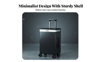 USB Charging Port Carry-on Luggage with Lighted Mirror Built-in Cup Holder Rolling Makeup Suitcase Wet and Dry Separation Pockets for Women