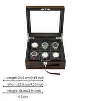 Wooden Watch Display Case Padded Slots Storage Metal Lock
