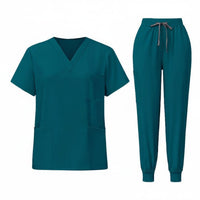Nurse Attire Set Multi-Pocket V-Neck Scrub Set Soft and Comfortable