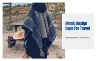 Ethnic Style Cape, Tibetan Travel Outfit, Knitted Shawl, Boho Poncho, Outdoor Scarf for Women
