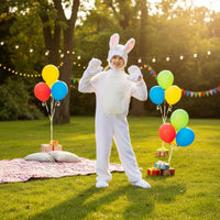 Soft Hare Jumpsuit Hooded Design Kids Hare Costume 4-Piece Set Full Body Bunny Costume for Party