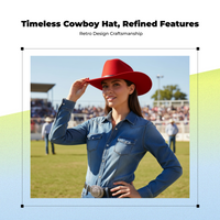 Cowboy Fedora Hat, Wool, Adjustable, Unisex, Outdoor