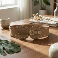 Wide Elastic Waist Belt Flexible & Comfortable StuddedWestern Adjustable Fashion Accessory for Women