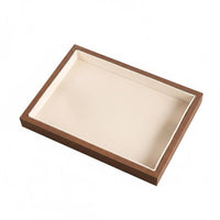 Walnut Jewelry Tray Large Capacity Jewelry Display Scratch Protection Velvet Lined Band Holder for Women, Dresser Top