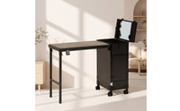 Fold-out Makeup Case with Table Portable Rolling Vanity Station Built-in Makeup Train Case with Drawers Professional for Studios