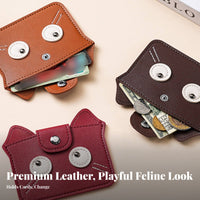 PU Leather Cat Coin Purse Compact Size Kitty Card Wallet Portable for Women, Students, Daily Use, Shopping, Handbag Organization