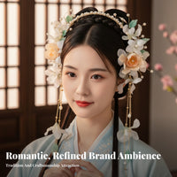 Traditional Chinese Tassel Hair Crown Detachable Tassels Tassel Hair Crown Ancient Design Flower Headpiece Meticulous