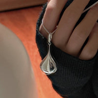 Hollow Silver Drop Stylish 3D Teardrop Pendant Lightweight for Women