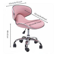 Padded Technician Chair with Wheels Low Back Support Ergonomic Vanity Stool Silver Metal Base Commercial Furniture for Beauticians, Artists, Spa