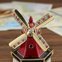 Dutch Mill Box Gold-Tone Home Decoration Compact