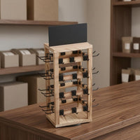 Rotating Jewelry Display Rack Tabletop Wooden Pegboard Display Space-Saving