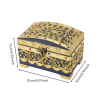 Teak Keepsake Box Compact Jewelry Box with Hinged Lid Carved for Tabletop