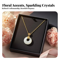S925 Silver Jade Necklace Spiritual Gift Chinese Jade Donut Charm Necklace