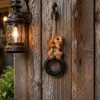 Hanging Squirrel Decoration Jute Rope Squirrel Ornament Outdoor