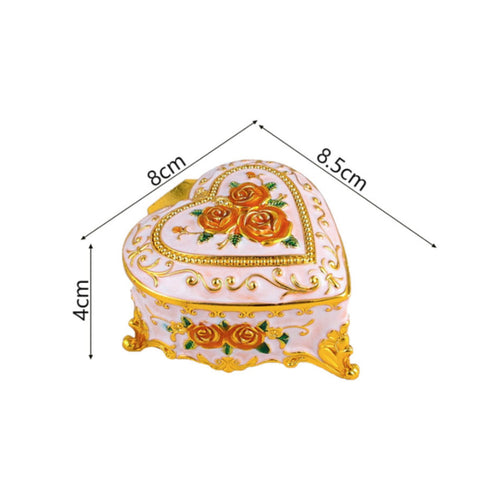 Floral Pattern Jewelry Box European Design Small Storage Gold Trim for Bedroom