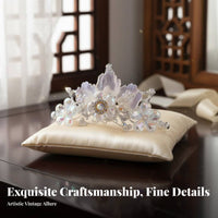Traditional Chinese Attire Hairpiece Elegant Design Iridescent Flower Hair Crown Crystal Bead Crown Handmade Vintage