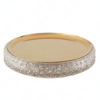 Round Tray with Mirrored Top Geometric Mirrored Tray Elegant Shallow Dish for Vanity