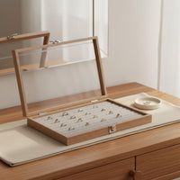 Wood Grain Jewelry Box Sturdy Construction Jewelry Display Case Stackable Storage Case Large Capacity Secure Latch for Drawer