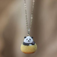 Gold-Tone Necklace with Panda Pendant Cute Panda Charm Necklace Cartoon-Style Animal Pendant Jewelry Miniature for Girls, Teens, Daily Wear, Layering, Gifting