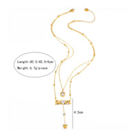 Mom Letter Necklace Zircon Set Fashional Heart Necklace Sentimental Gift Women's Jewelry for Parents