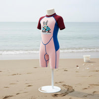 Kids 2mm Thermal Swimsuit High Stretch Single Piece Thermal Swimsuit Girls Shorty Wetsuit Skin-Gentle Short Sleeve Diving Suit