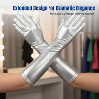 Sexy Patent Leather Gloves, Long Shiny Party Gloves, Cosplay Performance Accessory for Women