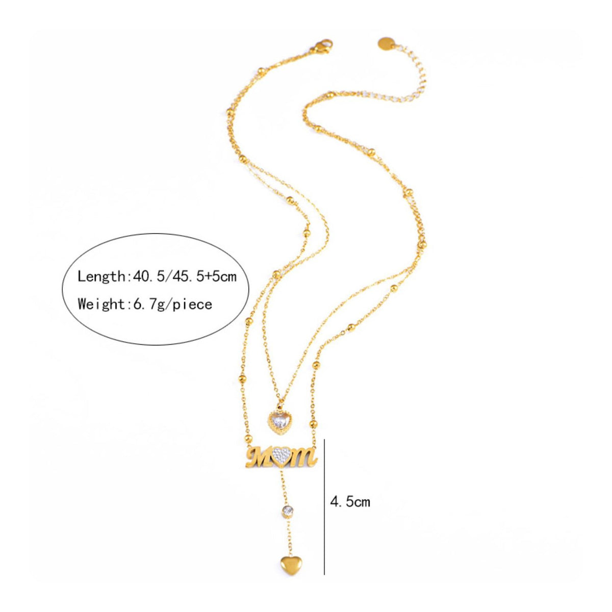 Mom Letter Necklace Zircon Set Fashional Heart Necklace Sentimental Gift Women's Jewelry for Parents