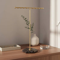 16 Hook Earring Stand Marble Pattern Base Crossbar Jewelry Holder Large Capacity