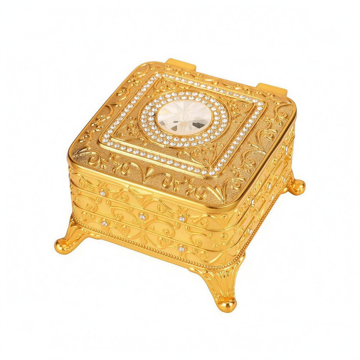 Decorative Jewelry Box Faceted Ornament Decor Item Fitted Lid