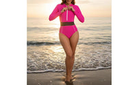Long Sleeve Single-Piece Swimsuit Quick Dry Long Sleeve Single Piece Swimsuit Front Zip Bathing Suit Opaque Material Women's