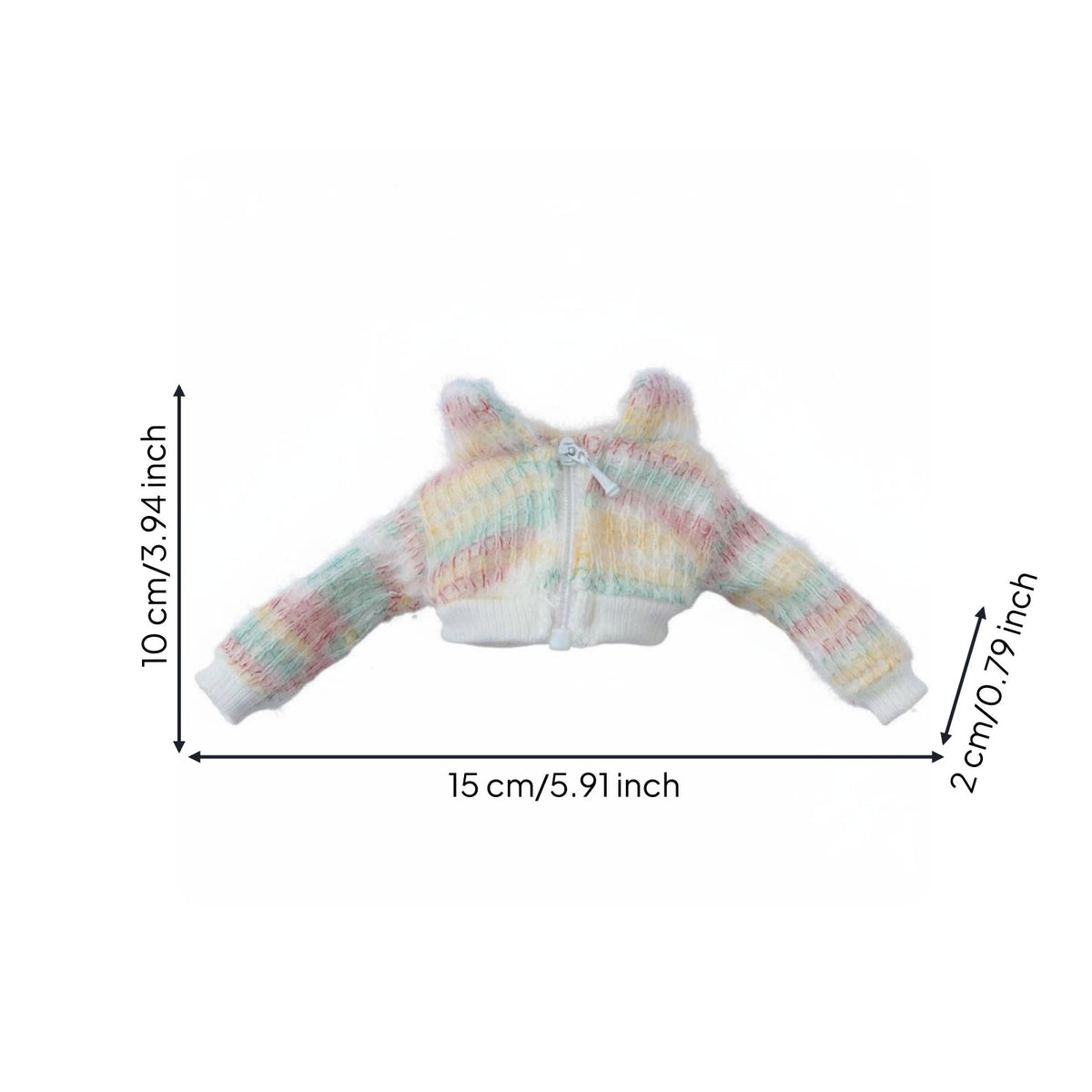 Colorful Knit Doll Top Zip-up Design 20cm Doll Sweater for BJD Hobbyists